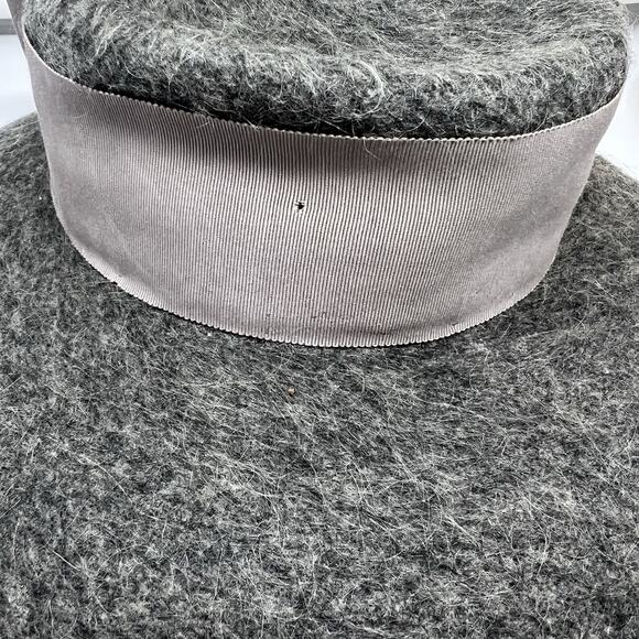 1960s Gray Wool Halo Hat Back Bow Faux Pearl Hat Pin Jackie O Mid Century main image 7